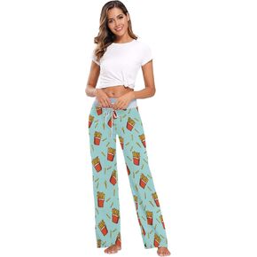 Women's Pajama Pants Sleepwear Loose Lounge Pants Wide Leg Drawstring Pajama Bottoms