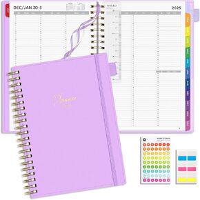 EMSHOI 2025 Appointment Book 8.5 x 11, 15-Minute, A4 Daily Weekly and Monthly Planner, Quarter-Hourly Planner, PVC Cover, Note Pages, Monthly Tabs, LightGreen (Note: Wed was misspelled as Web)