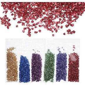 uxcell Crushed Glass High Luster Chips 1-3mm 30g Irregular Glass Metallic Crystal Chips for Nail Arts Craft DIY Vase Resin Filler Jewelry Making Decoration, 6 Colors, Golden Color Series