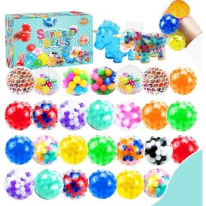 32Pcs Stress Balls, Squishy Squeeze Balls Bulk Small Squeeze Balls for Adults Stress Relief Party Favor Birthday Gift