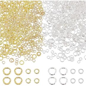 PH PandaHall 1000pcs Closed Jump Rings 4.5mm 3mm Metal Ring Cabochons Jewelry Making Rings Round Nail Art Cabochons for DIY Earring Necklace Bracelet Jewelry Making Nail Art, Golden/Silver