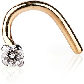 Demira Jewels Solid 14k Yellow Gold Genuine Diamond Nose Stud for Women.Diamond Nose Ring Twist Screw Nose Piercing Jewelry