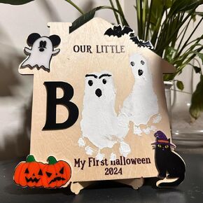 Baby Halloween Crafts, Baby's First Halloween Footprint Sign, My First Halloween Sign, Baby First Halloween Keepsake, Baby Halloween Treats, Halloween Decoration For Baby, Handprint Sign For Baby