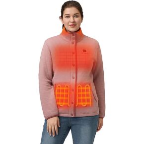 ORORO Women's Heated Quilted Jacket with 4 Heat Zones, Casual Cotton Heated Jacket with Battery (Charger Not Included)