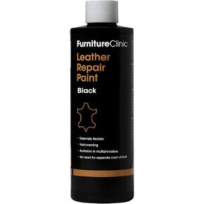Furniture Clinic Leather Repair Paint | 2-in-1 Seal and Color | Use on Scratches, Tears, and Holes in Car Seats, Furniture | Quick and Easy Leather Repair Kit for Furniture (Dark Grey, 250ml/8.5oz)