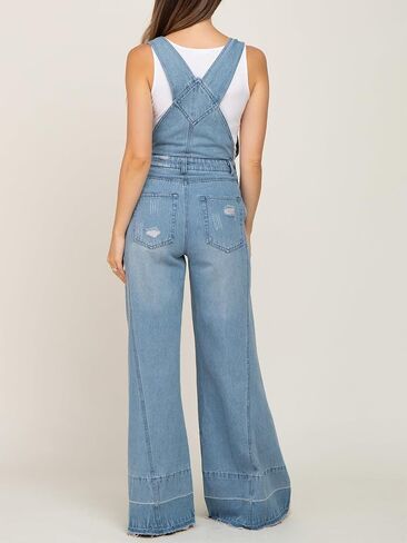 Tongmingyun Womens Denim Maternity Overalls Summer Stretch Adjustable Pregnant Jeans Jumpsuits in Saudi Arabia