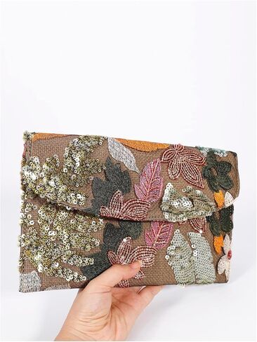 Verdusa Women's Floral Embroidery Sequin Evening Clutch Bags Party Purses in Saudi Arabia