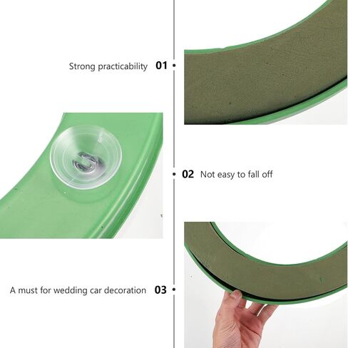 DOITOOL Flower Foam Ring with Suction Cup Car Flower Mud Green Wet Foam Blocks Round Floral Foam Blocks Artificial Floral Arrangements Mud for Florist Wedding Car Holiday Decoration 140g in Saudi Arabia