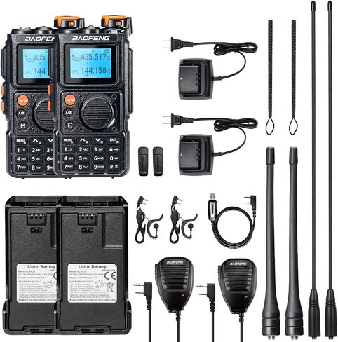 BAOFENG K6 Tri-Band Handheld Ham Radio Full Kit, 6W Two Way Radio, UHF/VHF/1.25M/NOAA/FM/Air Receiver, 2600mAh Battery Type-C Charging, 999CH, Long High Gain Antenna, Speaker Mic, Programming Cable in Saudi Arabia