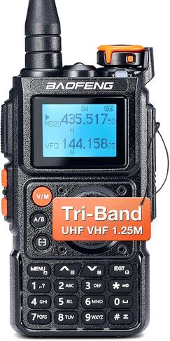 BAOFENG K6 Tri-Band Handheld Ham Radio Full Kit, 6W Two Way Radio, UHF/VHF/1.25M/NOAA/FM/Air Receiver, 2600mAh Battery Type-C Charging, 999CH, Long High Gain Antenna, Speaker Mic, Programming Cable in Saudi Arabia