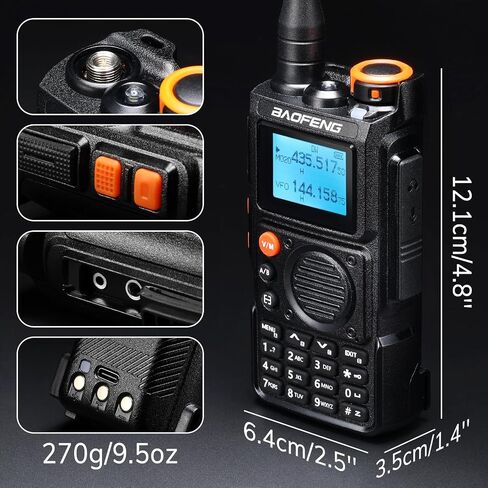 BAOFENG K6 Tri-Band Handheld Ham Radio Full Kit, 6W Two Way Radio, UHF/VHF/1.25M/NOAA/FM/Air Receiver, 2600mAh Battery Type-C Charging, 999CH, Long High Gain Antenna, Speaker Mic, Programming Cable in Saudi Arabia