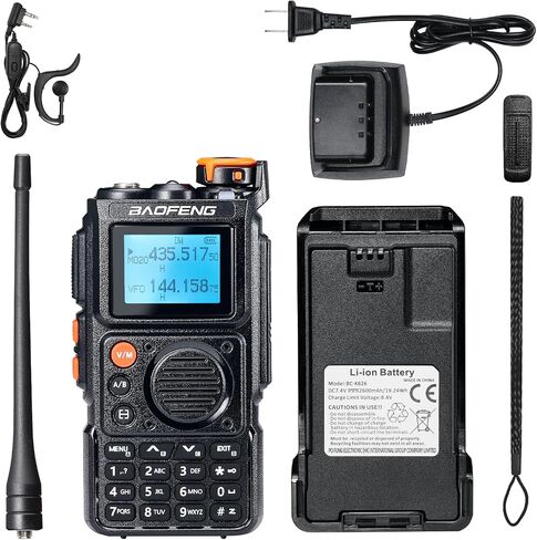 BAOFENG K6 Tri-Band Handheld Ham Radio Full Kit, 6W Two Way Radio, UHF/VHF/1.25M/NOAA/FM/Air Receiver, 2600mAh Battery Type-C Charging, 999CH, Long High Gain Antenna, Speaker Mic, Programming Cable in Saudi Arabia