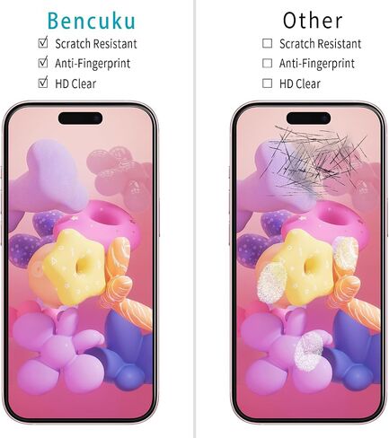 HPTech (عبوة من قطعتين) مصمم لهاتف iPhone 16 Plus واقي شاشة من الزجاج المقوى مقاس 6.7 بوصة، تغطية كاملة، مضاد للخدش، خالي من الفقاعات in Kuwait