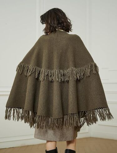 BEAUTELICATE Women's Poncho Cape Vintage Knitted Tassel Warm Winter Autumn Coat Sweater Cape Cardigan Sweater in Saudi Arabia