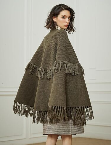 BEAUTELICATE Women's Poncho Cape Vintage Knitted Tassel Warm Winter Autumn Coat Sweater Cape Cardigan Sweater in Saudi Arabia
