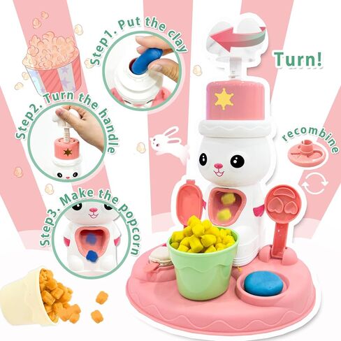 Play Dough Color Set for Kids, 44PCS Noodle Playdough Toys Ice Cream Maker Machine Kitchen Creations Cow Model Clay Playset for Toddler Kids Ages 3-8 in Saudi Arabia