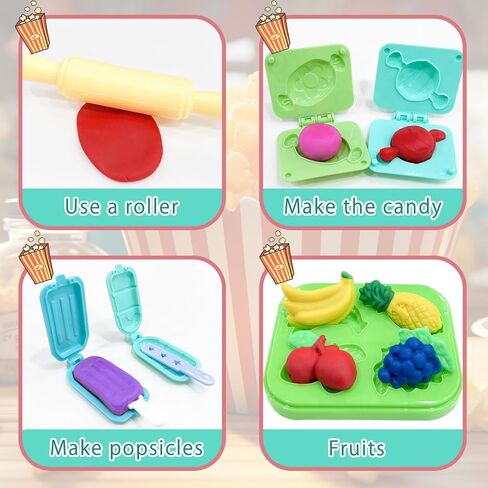 Play Dough Color Set for Kids, 44PCS Noodle Playdough Toys Ice Cream Maker Machine Kitchen Creations Cow Model Clay Playset for Toddler Kids Ages 3-8 in Saudi Arabia
