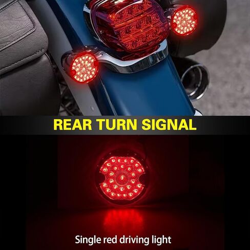 1157 3-1/4" LED Double Red Turn Signal Flat Smoke Lens Compatible for Harley Motorcycle Road Glide Road King Softail Ultra Classic Ultra Limited Electra Glide in Kuwait