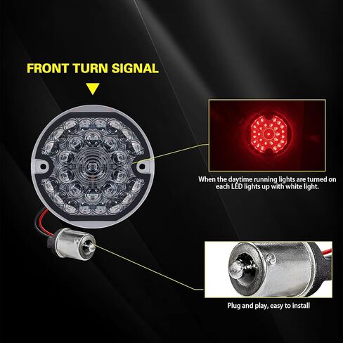 1157 3-1/4" LED Double Red Turn Signal Flat Smoke Lens Compatible for Harley Motorcycle Road Glide Road King Softail Ultra Classic Ultra Limited Electra Glide in Kuwait