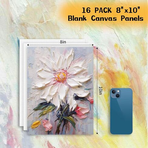 Canvas Boards for Painting 16 Pack, 5x7 Inch Art Painting Supplies, 100% Cotton Pre-Primed Small Blank Canvases for Painting, Mini Canvas Panels for Adults, Kids, Acrylic, Oil, Watercolor, Tempera in Saudi Arabia