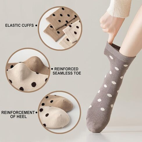 جوارب نسائية للكاحل من Mcool Mary، كاجوال من القطن المحبوك الدافئ لطيف منقط، عبوة من 6 جوارب للنساء in Kuwait