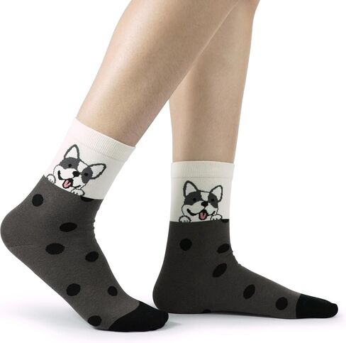 BenSorts Women's Cute Animal Crew Socks Cat Dog 6 Pairs Socks Christmas Gifts for Women Size 5-11 in Saudi Arabia