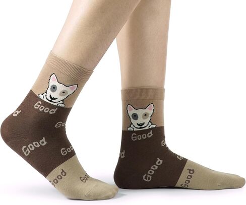 BenSorts Women's Cute Animal Crew Socks Cat Dog 6 Pairs Socks Christmas Gifts for Women Size 5-11 in Saudi Arabia