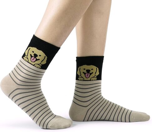 BenSorts Women's Cute Animal Crew Socks Cat Dog 6 Pairs Socks Christmas Gifts for Women Size 5-11 in Saudi Arabia