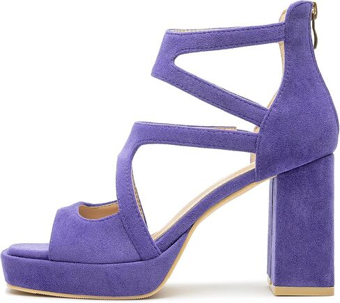 risdoada Platform Heels 3.54 Inches Chunky Block Heeled Sandals for Women Comfortable Suede Open Toe Hollow Out High Heels Pumps in Saudi Arabia