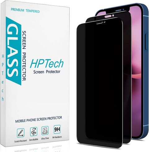 واقي شاشة HPTech (عبوة من قطعتين) مصمم لهاتف iPhone 12 Mini (5.4 بوصة) من الزجاج المقسى، مضاد للخدش، خالٍ من الفقاعات in Kuwait
