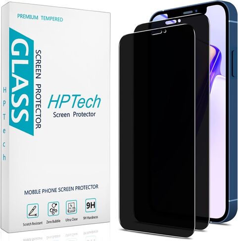 واقي شاشة HPTech (عبوة من قطعتين) مصمم لهاتف iPhone 12 Mini (5.4 بوصة) من الزجاج المقسى، مضاد للخدش، خالٍ من الفقاعات in Kuwait