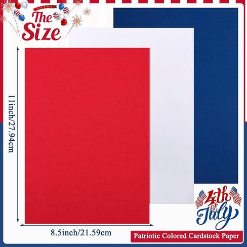 Cholemy 300 Sheets Red Blue White 8.5 x 11 Inch Colored Cardstock Paper Patriotic Card Stock 160gsm Red Cardstock Paper for DIY Craft Fourth of July Independence Day Craft Greeting Invitation Card in Saudi Arabia