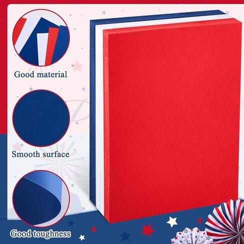 Cholemy 300 Sheets Red Blue White 8.5 x 11 Inch Colored Cardstock Paper Patriotic Card Stock 160gsm Red Cardstock Paper for DIY Craft Fourth of July Independence Day Craft Greeting Invitation Card in Saudi Arabia