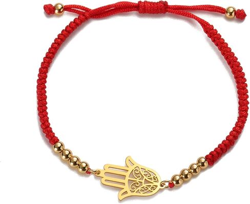 EUEAVAN Hamsa Bracelet Hand of Fatima Bracelet Adjustable Beaded Couple Bracelets Kabbalah Fatima Hand Amulet Jewelry Handmade Braided Rope Lucky Red String Bracelet in Kuwait