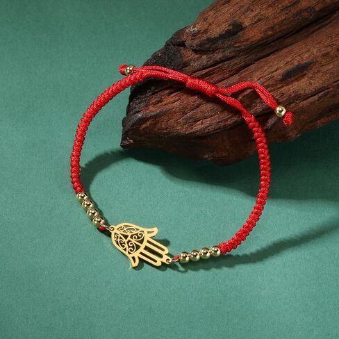 EUEAVAN Hamsa Bracelet Hand of Fatima Bracelet Adjustable Beaded Couple Bracelets Kabbalah Fatima Hand Amulet Jewelry Handmade Braided Rope Lucky Red String Bracelet in Kuwait