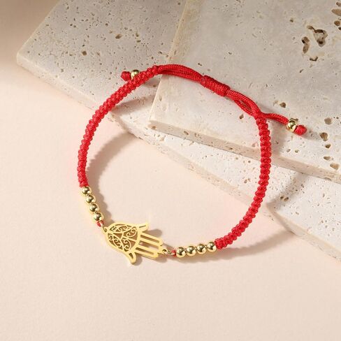 EUEAVAN Hamsa Bracelet Hand of Fatima Bracelet Adjustable Beaded Couple Bracelets Kabbalah Fatima Hand Amulet Jewelry Handmade Braided Rope Lucky Red String Bracelet in Kuwait