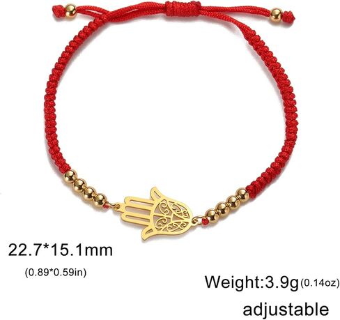 EUEAVAN Hamsa Bracelet Hand of Fatima Bracelet Adjustable Beaded Couple Bracelets Kabbalah Fatima Hand Amulet Jewelry Handmade Braided Rope Lucky Red String Bracelet in Kuwait
