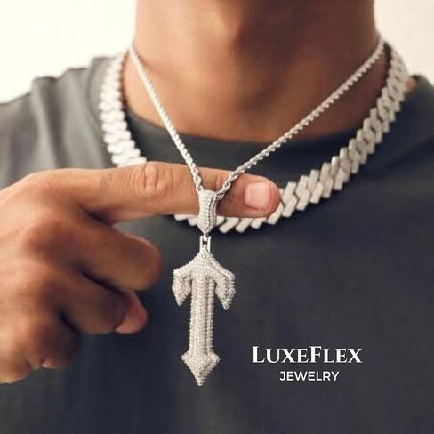 LuxeFlex Hip Hop Cross Sword Necklaces with 12MM 20" Miami Cuban Link Chain, Iced Out Diamond Initial T Pendant Necklace, Alphabet Letter Pendant Choker, Trendy Rapper Jewelry for Men Women in Saudi Arabia