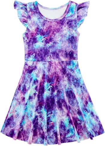 Girls Sleeveless Casual Dress Floral Printed Sundress for Home Party Beach Kindergarten Graduation in Kuwait