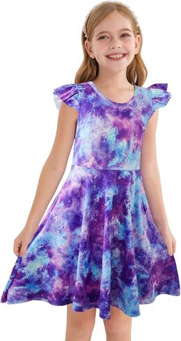 Girls Sleeveless Casual Dress Floral Printed Sundress for Home Party Beach Kindergarten Graduation in Kuwait