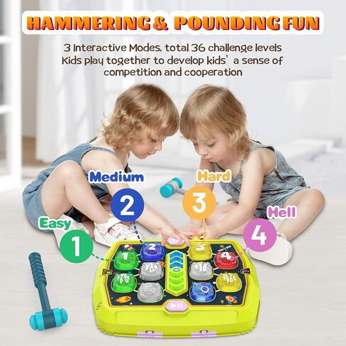 Whack Game Mole, Toys for 3-12 Year Old Boys Girls,Gift for Kids | Interactive Pounding Toys for Age 3-8, 3 Modes, 2 Hammers, Sound & Light, Birthday Xmas Gifts for Boys Girls Kids Age 3+ in Saudi Arabia