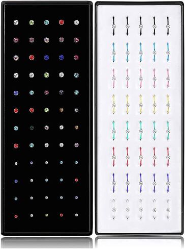 ORAZIO 100 PCS Nose Rings For Women Men Nose Hoops L Shaped Screw Bone Nose Studs Ring Stainless Steel Nose Piercing Jewelry 1.5mm 2mm 2.5mm in Saudi Arabia