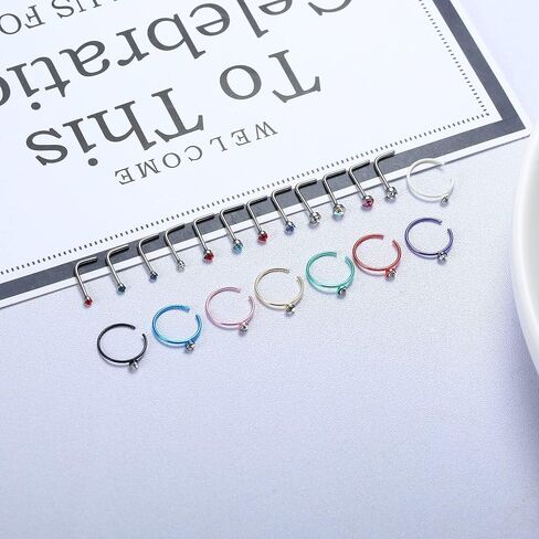 ORAZIO 100 PCS Nose Rings For Women Men Nose Hoops L Shaped Screw Bone Nose Studs Ring Stainless Steel Nose Piercing Jewelry 1.5mm 2mm 2.5mm in Saudi Arabia