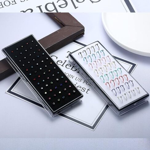 ORAZIO 100 PCS Nose Rings For Women Men Nose Hoops L Shaped Screw Bone Nose Studs Ring Stainless Steel Nose Piercing Jewelry 1.5mm 2mm 2.5mm in Saudi Arabia
