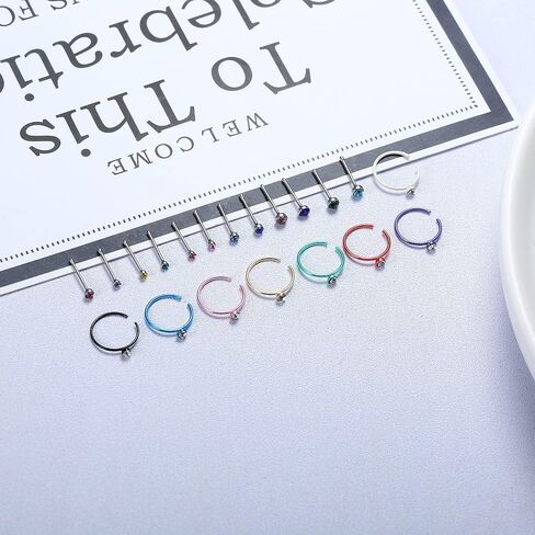 ORAZIO 100 PCS Nose Rings For Women Men Nose Hoops L Shaped Screw Bone Nose Studs Ring Stainless Steel Nose Piercing Jewelry 1.5mm 2mm 2.5mm in Saudi Arabia