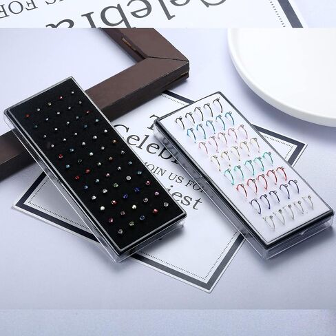 ORAZIO 100 PCS Nose Rings For Women Men Nose Hoops L Shaped Screw Bone Nose Studs Ring Stainless Steel Nose Piercing Jewelry 1.5mm 2mm 2.5mm in Saudi Arabia