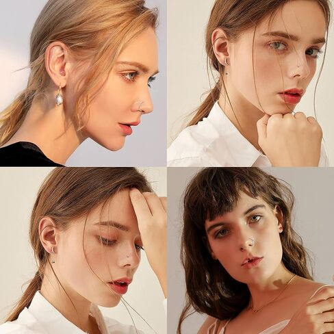 ORAZIO 100 قطعة من حلقات الأنف للنساء والرجال، حلقات الأنف على شكل حرف L، مسامير الأنف على شكل عظمة من الفولاذ المقاوم للصدأ، مجوهرات ثقب الأنف 1.5 مم، 2 مم، 2.5 مم in Kuwait