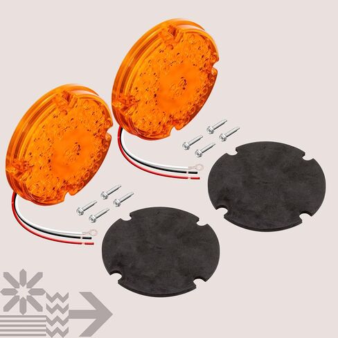 TRUE MODS 2pc 7" Round 47-LED Turn Signal Tail Light For School Bus Transit Vehicles Refuse Hauler [DOT FMVSS-108] [SAE I6] [TBT Function] [9-16V DC] For Trailer Truck - AMBER in Kuwait
