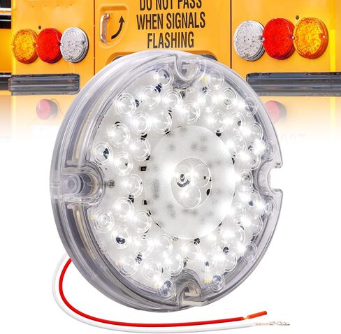 TRUE MODS 2pc 7" Round 47-LED Turn Signal Tail Light For School Bus Transit Vehicles Refuse Hauler [DOT FMVSS-108] [SAE I6] [TBT Function] [9-16V DC] For Trailer Truck - AMBER in Kuwait