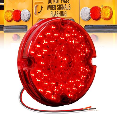 TRUE MODS 2pc 7" Round 47-LED Turn Signal Tail Light For School Bus Transit Vehicles Refuse Hauler [DOT FMVSS-108] [SAE I6] [TBT Function] [9-16V DC] For Trailer Truck - AMBER in Kuwait